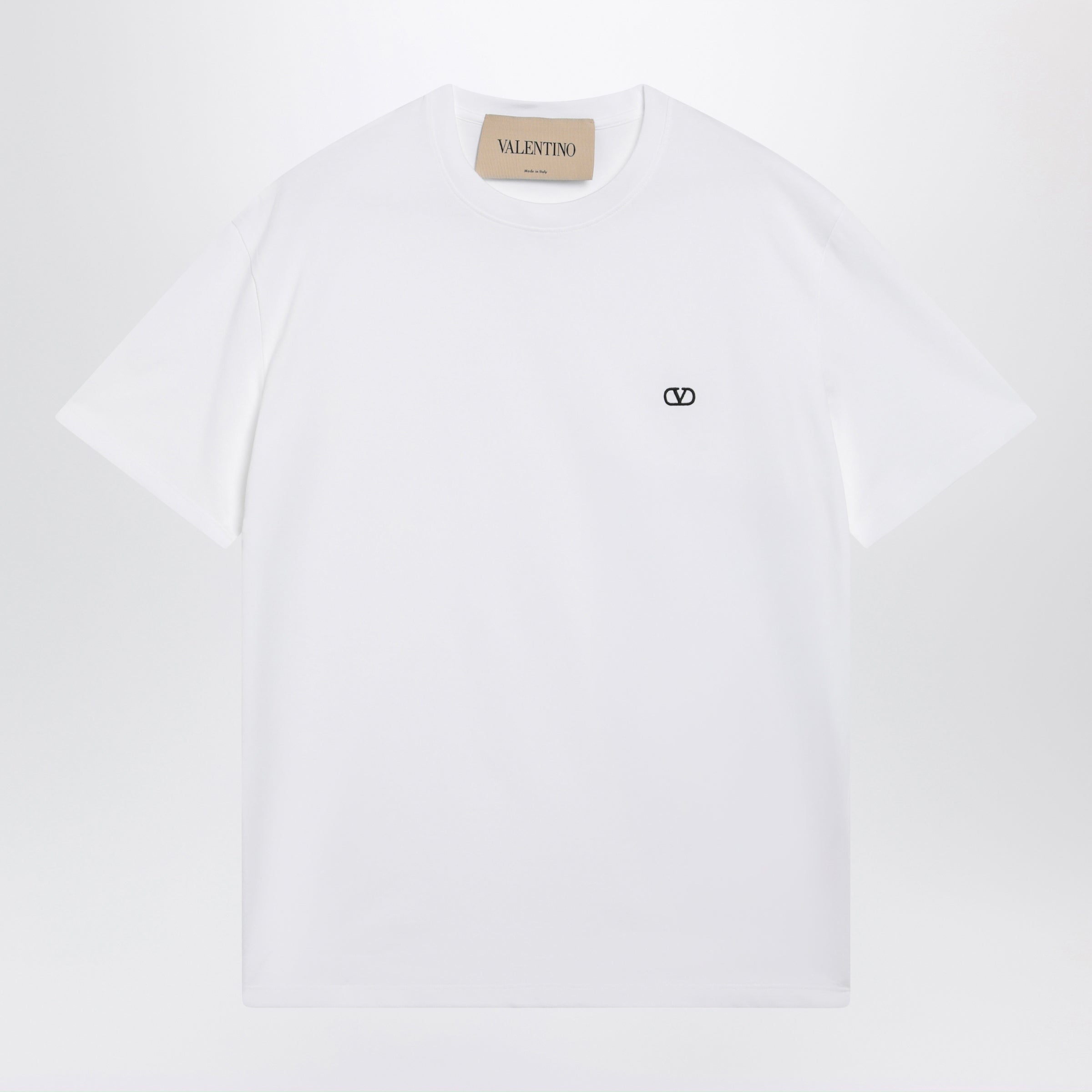 Valentino White Cotton T-Shirt With Vlogo Embroidery Men