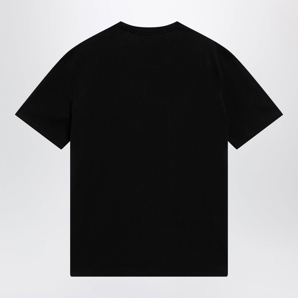 Valentino Black Cotton T-Shirt With Vlogo Embroidery Men