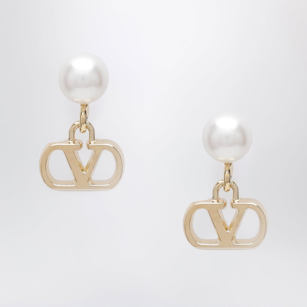Valentino Garavani Gold-Tone Vlogo Signature Earrings With Pearl Women