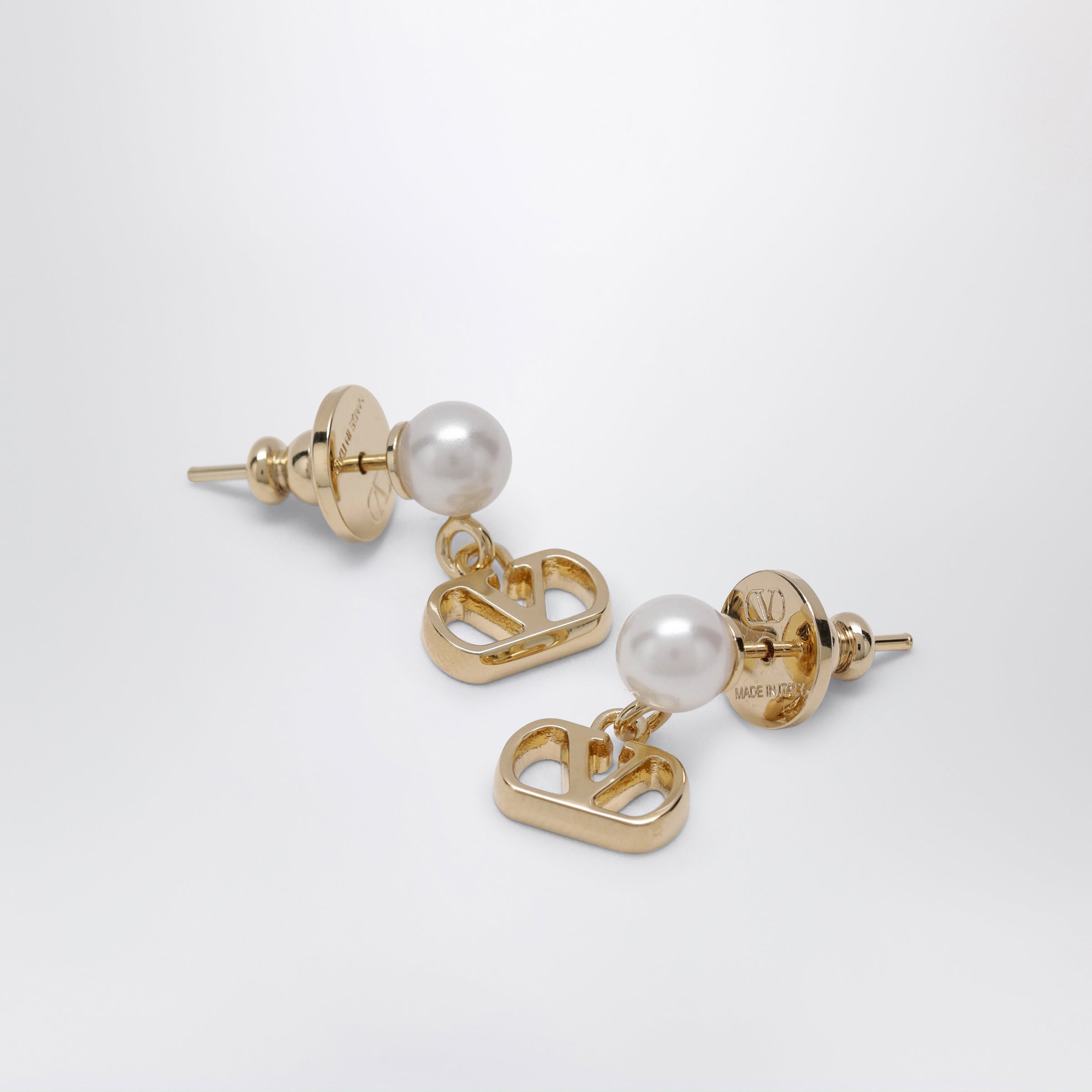 Valentino Garavani Gold-Tone Vlogo Signature Earrings With Pearl Women