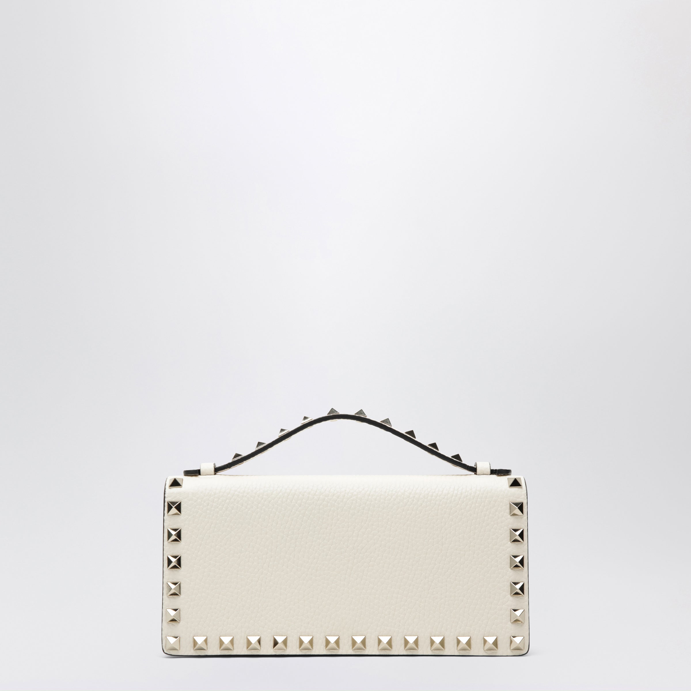 Valentino Garavani Rockstud Chain Wallet In Grained Calfskin, Light Ivory Women