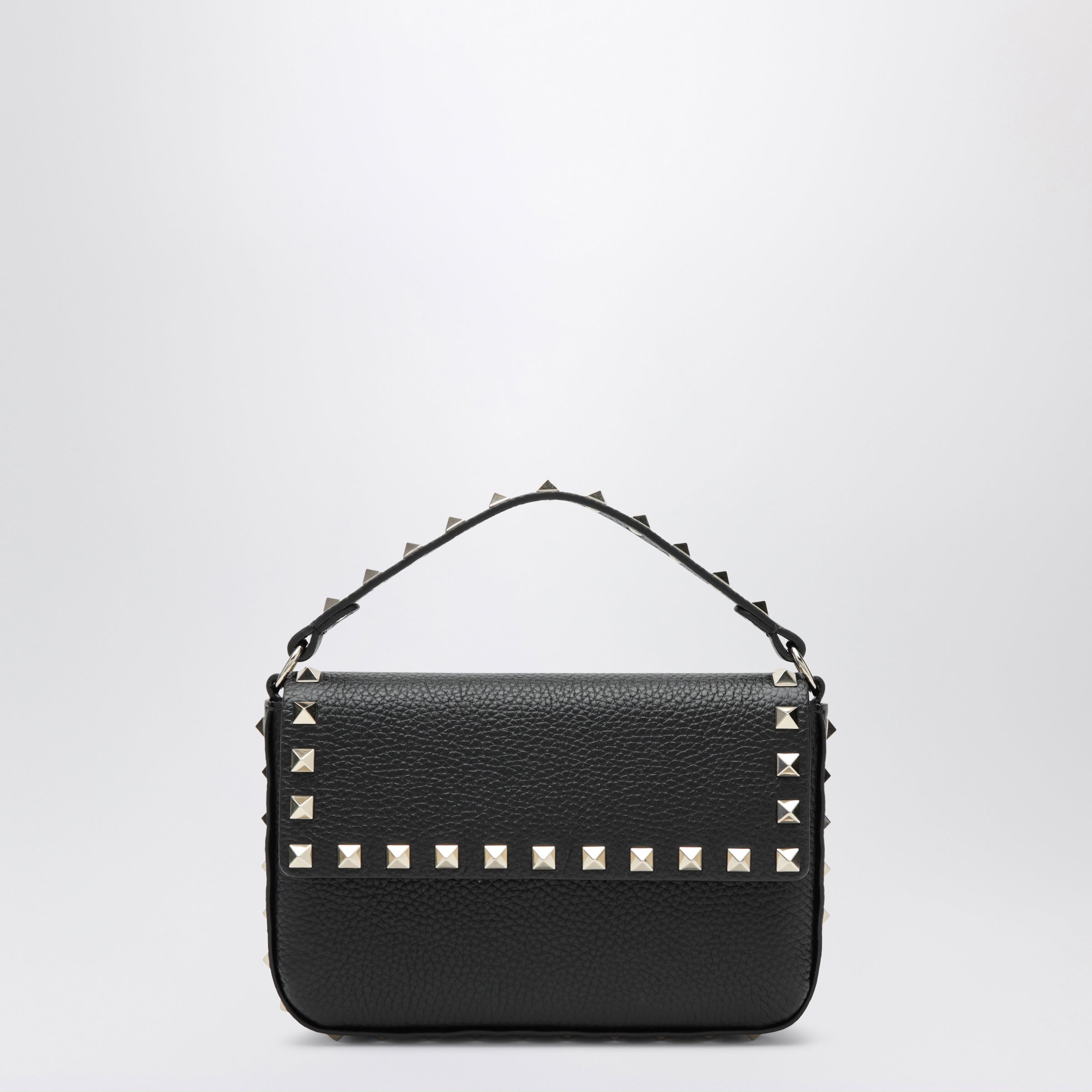 Valentino Garavani Rockstud Pouch In Grained Calfskin Leather, Black Women