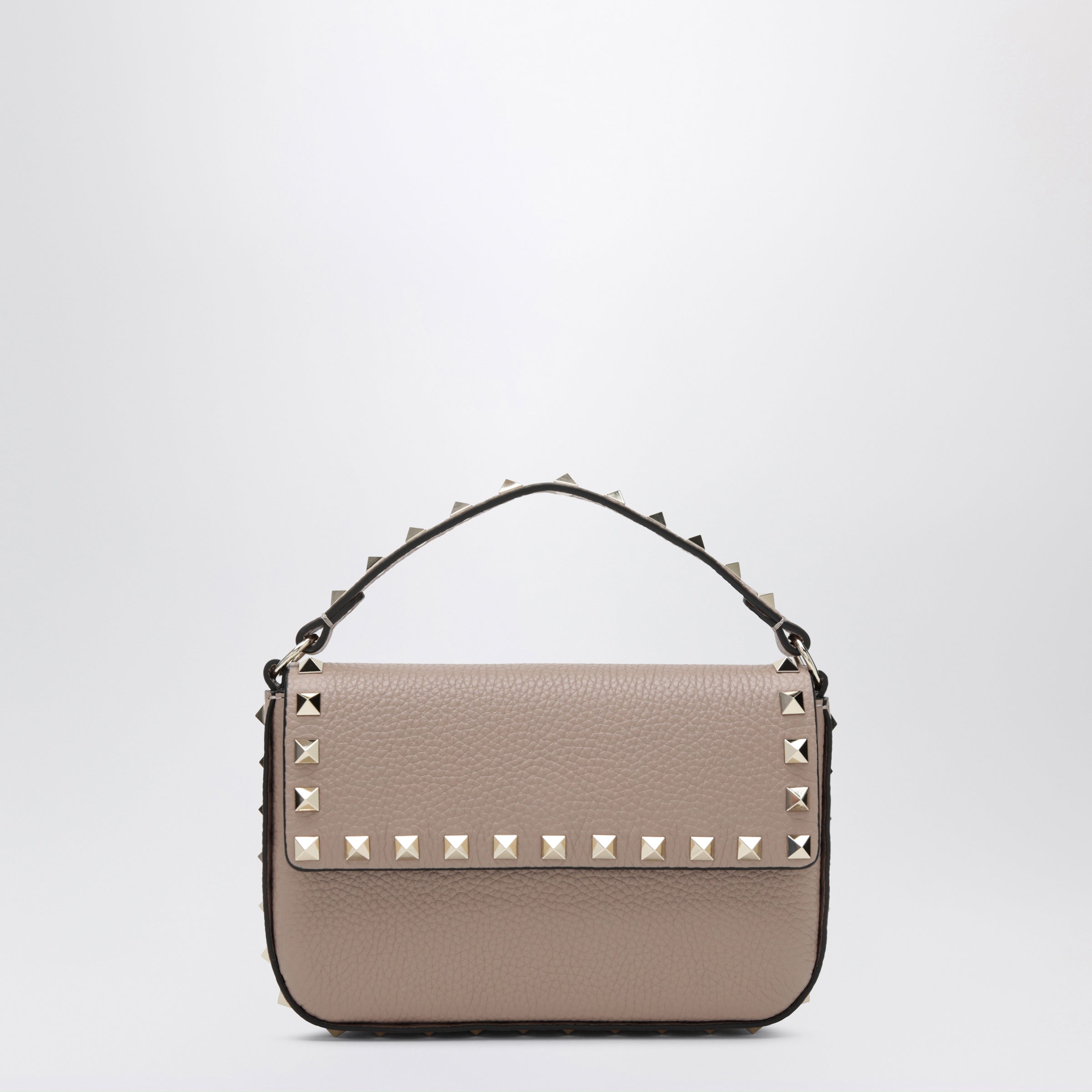 Valentino Garavani Rockstud Pouch In Grained Calf Leather, Powder Women