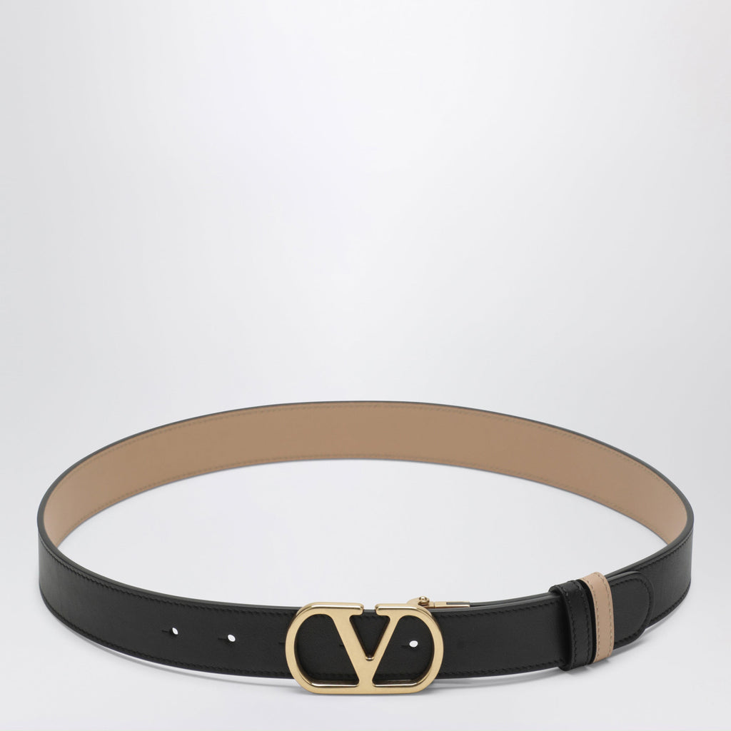 Valentino Garavani Black/Pink Reversible Vlogo Signature Belt Women