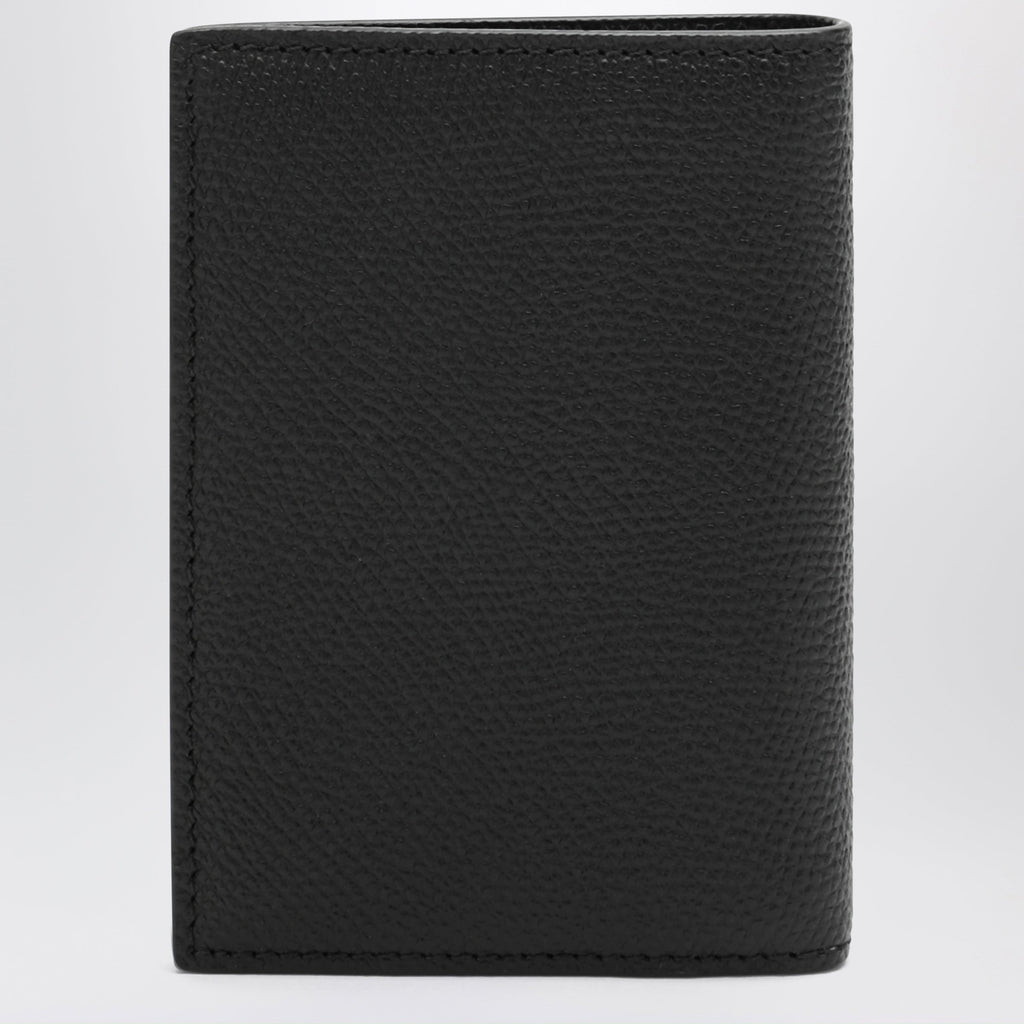 Valentino Garavani Black Vlogo Grained Leather Card Holder Men