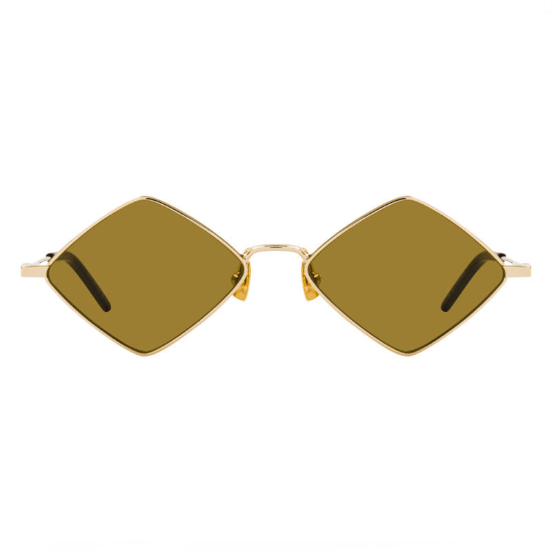 Saint Laurent Sunglasses Geometric Full Rim, Gold Frame And Brown Lens Sl302Lisa011