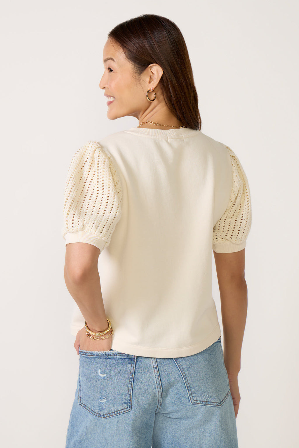 Women's Lea Crochet Sleeve T-Shirt