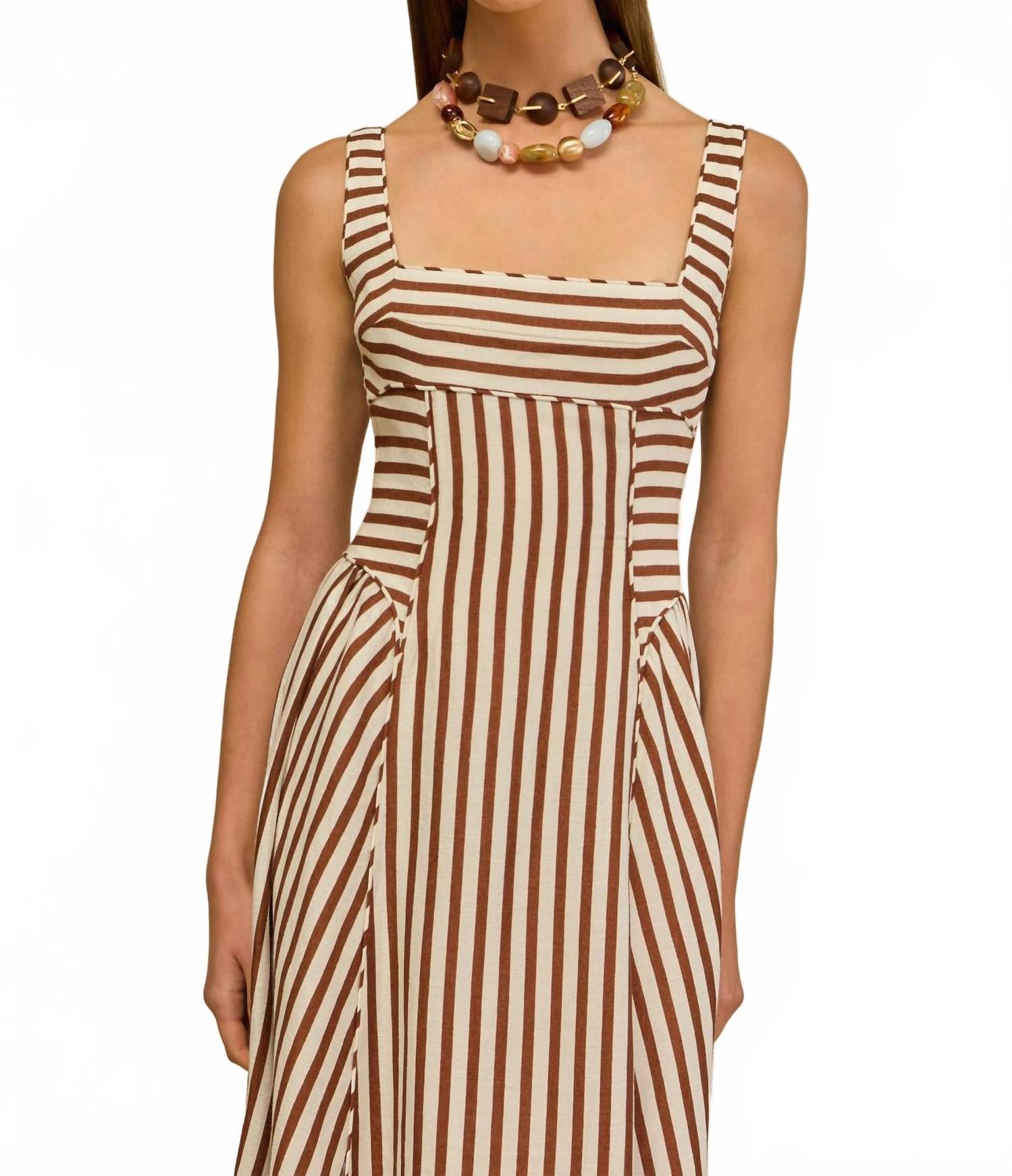 Carla Long Dress In Saddle Stripe