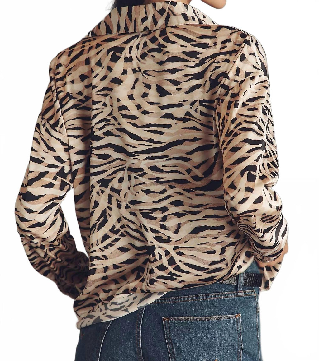 Ayer Long Sleeve Top In Latte Layered Zeba Stripe