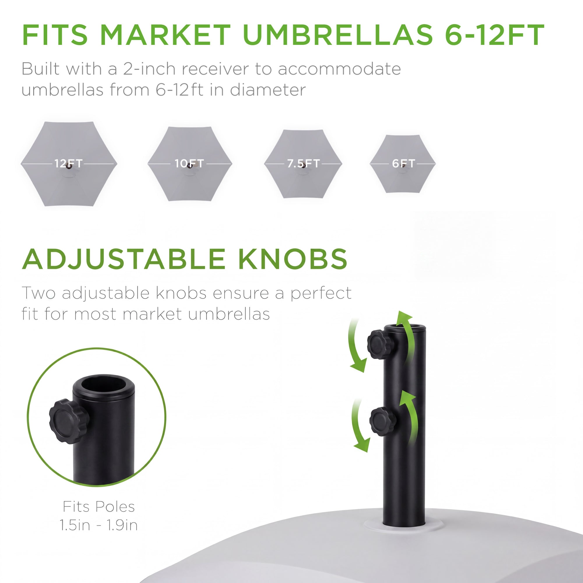 Best Choice Products Fillable Mobile Umbrella Base Heavy Duty Market Stand w/ Wheels, Locks, 123lb Capacity- Gray