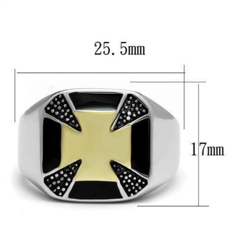 Two-Tone IP Gold (Ion Plating) Stainless Steel Ring with Epoxy in Jet