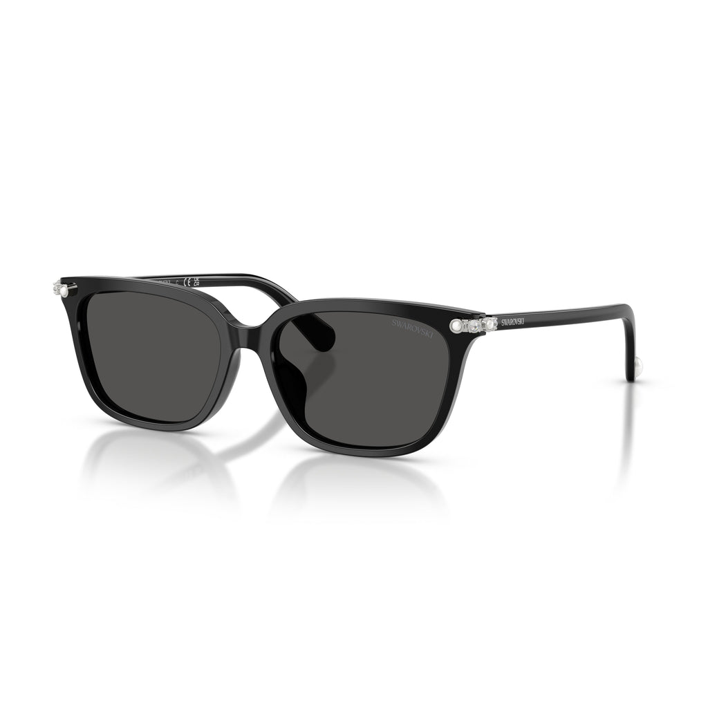 0Sk6064D Rectangular Black Acetate Sunglasses with Crystal-Embellished Hinges