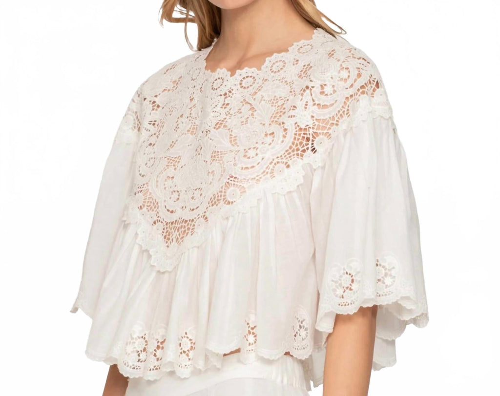 Sofia Embroidery Top In Cream