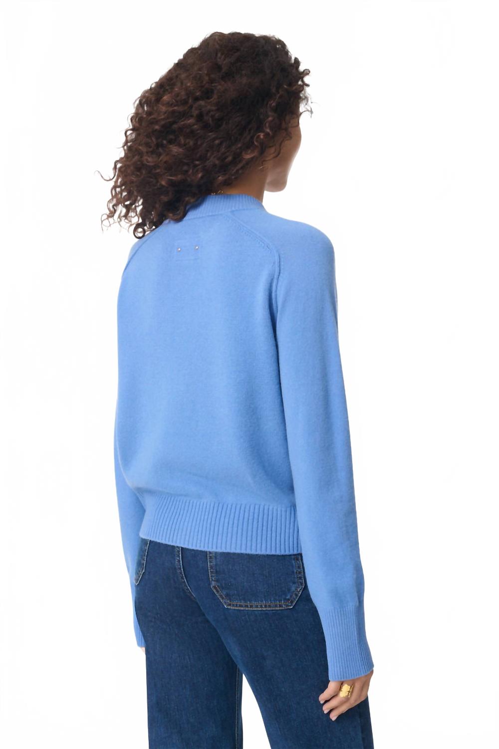 Gretel Soft Merino Wool Cardigan In Bleuet