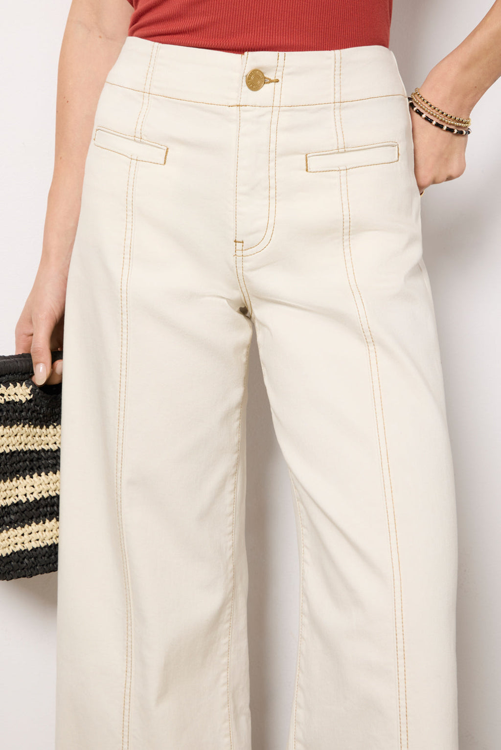 Women's Meg Wide Leg with Contrast Stitch Jeans