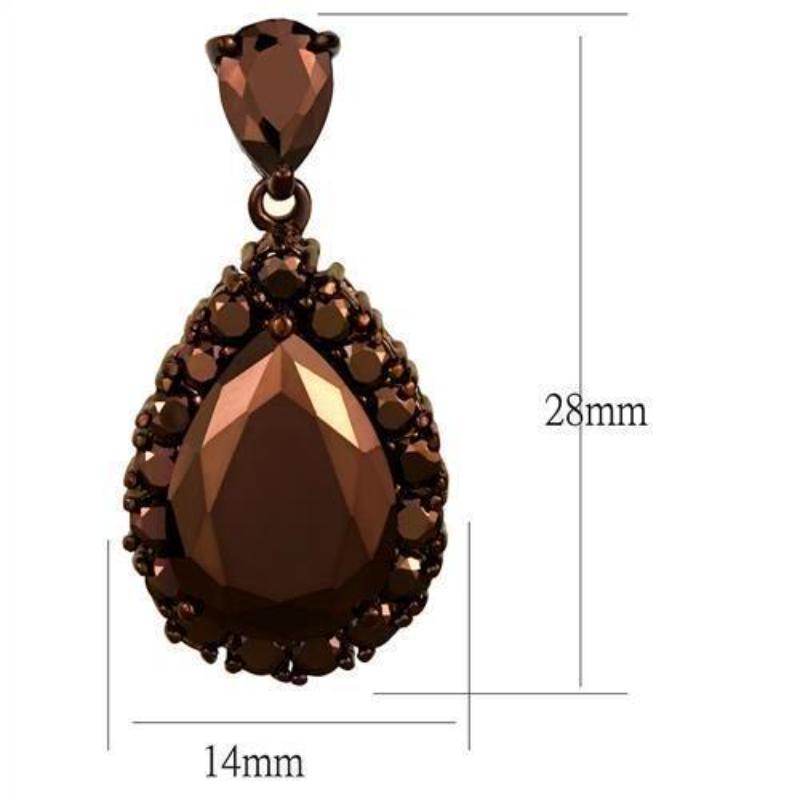 IP Coffee light Brass Earrings with AAA Grade CZ in Light Coffee