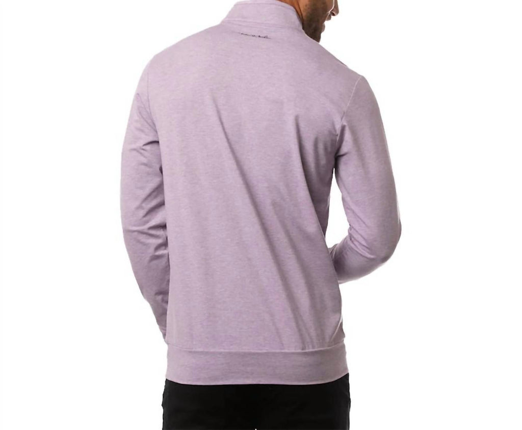 Fleeced 1/4 Zip Top In Heather Arctic Dusk