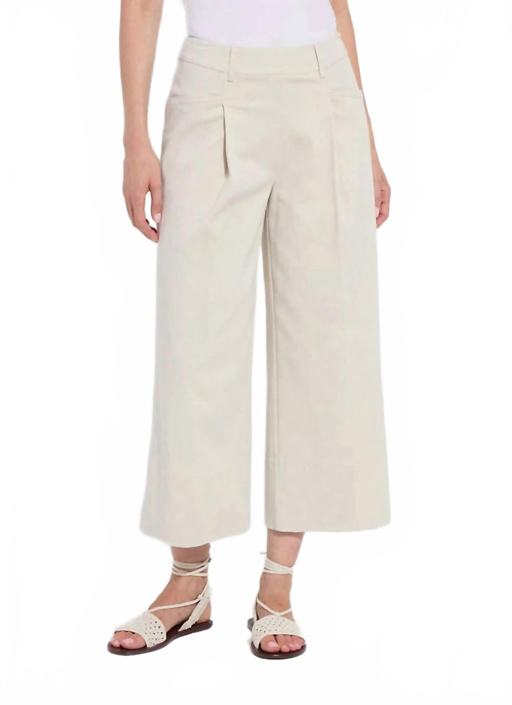 Mirabelle Pleated Wide Palazzo Pants In Oat