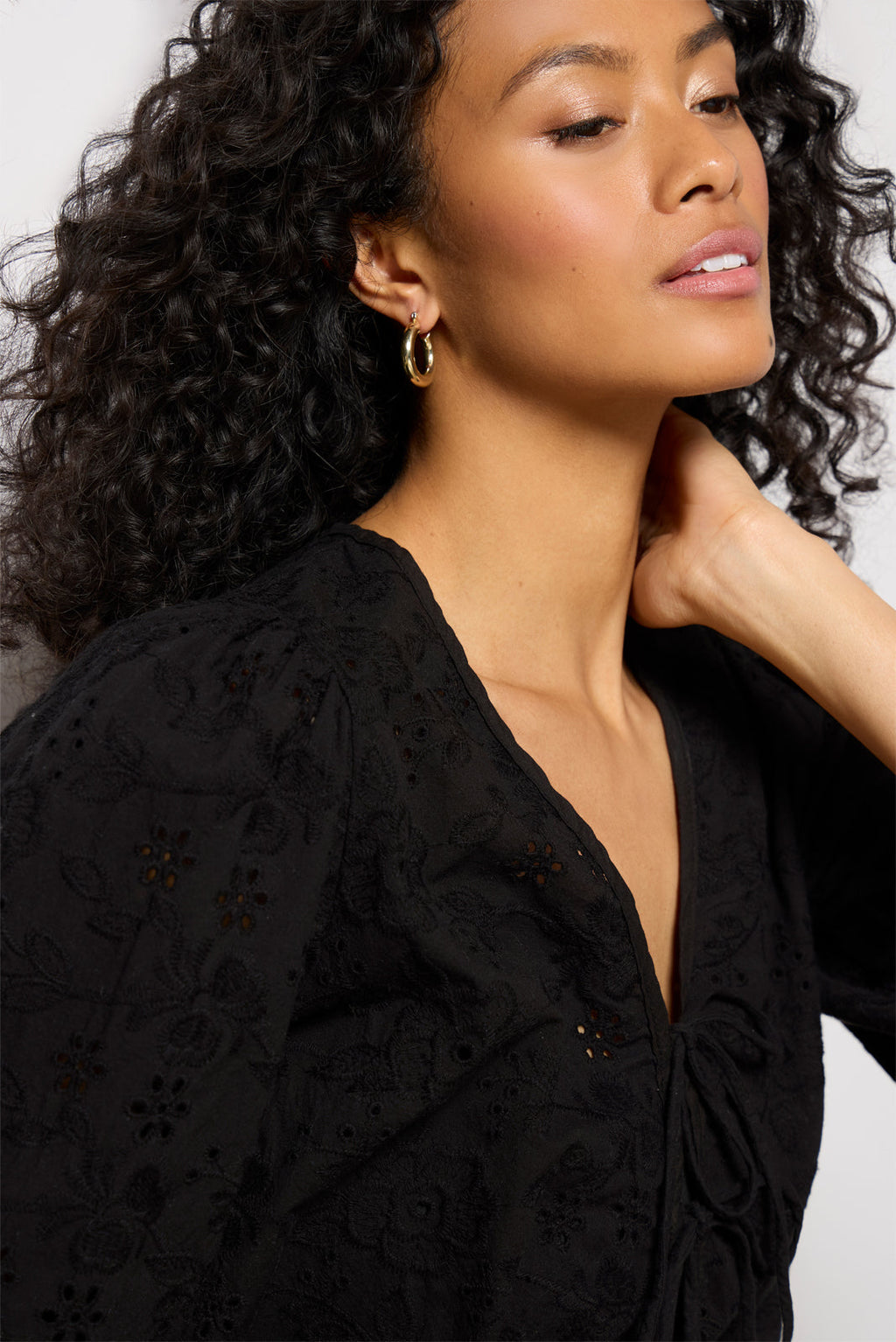 Women's Tie Front Eyelet Top