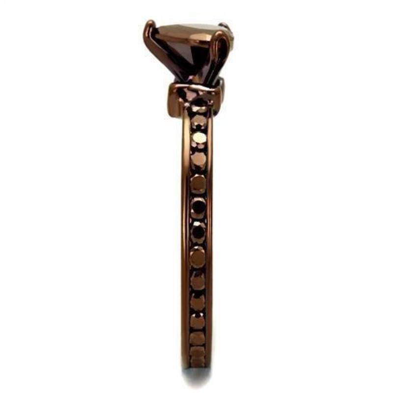 IP Coffee light Brass Ring with AAA Grade CZ in Light Coffee