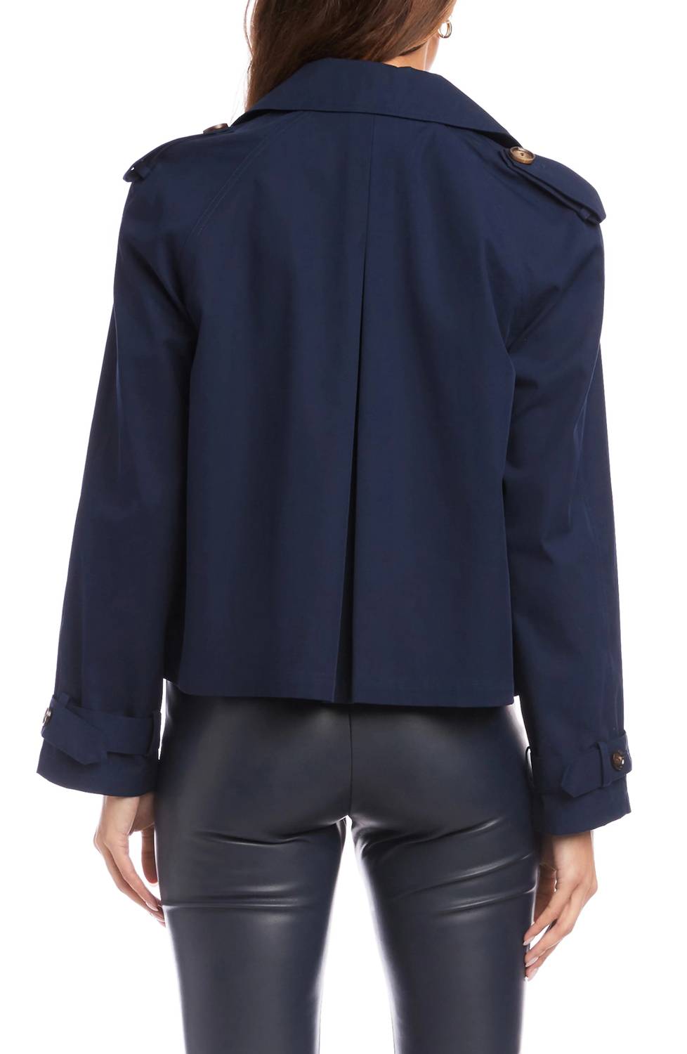 Chelsea Crop Trench Jacket In Navy