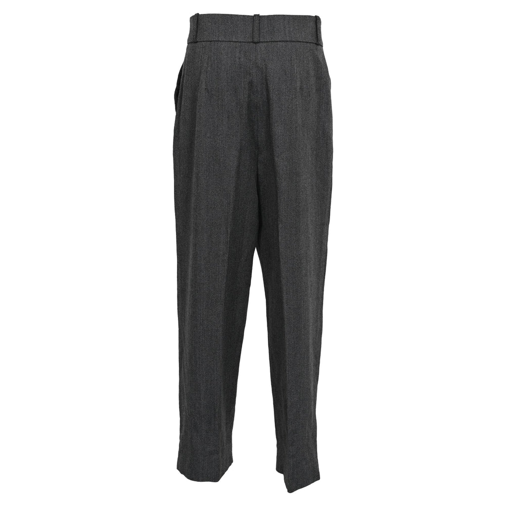 Totême Deep Pleat Trouser Wide Leg Pants in Grey Wool