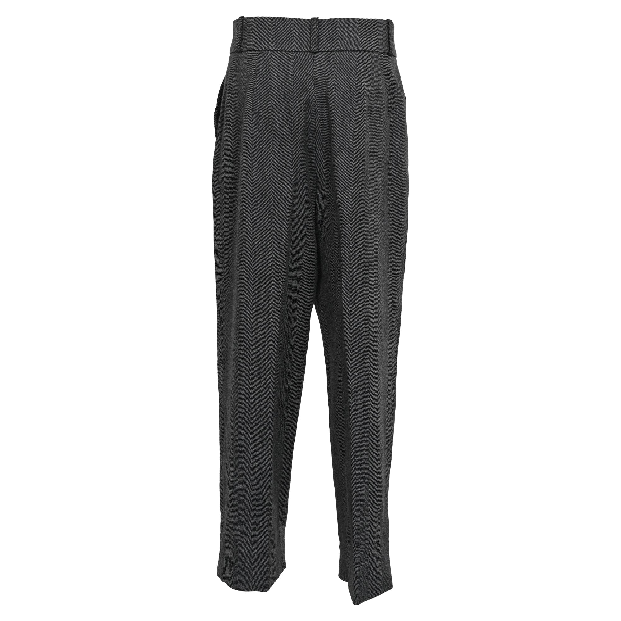 Totême Deep Pleat Trouser Wide Leg Pants in Grey Wool