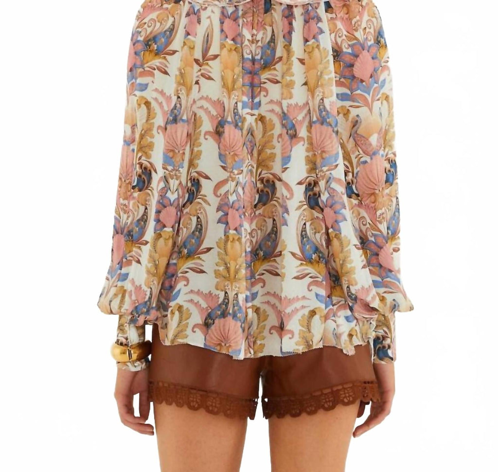 Sea Garden Long Sleeve Blouse In Off-White