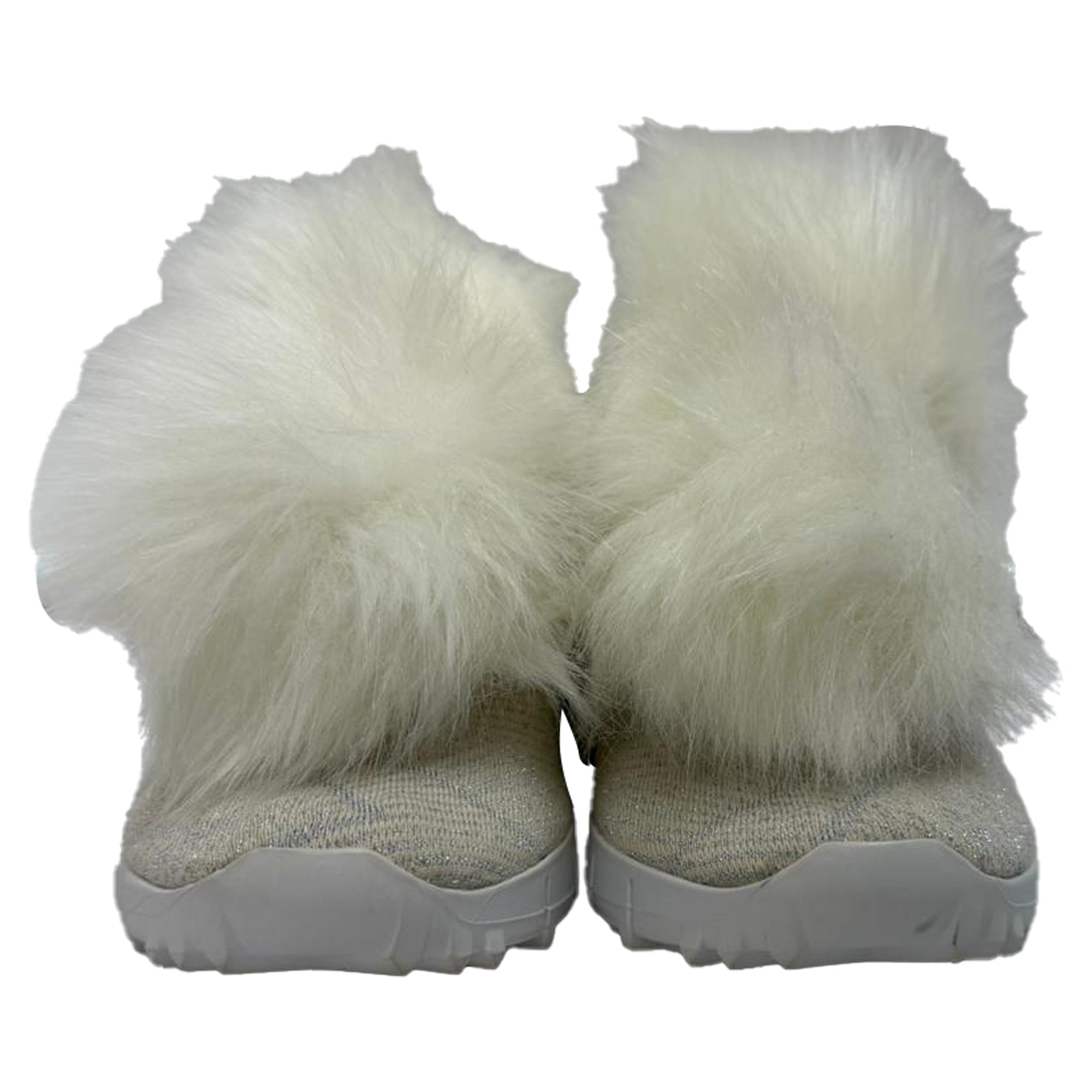 Jimmy Choo Norway Pom Pom Sneakers in White Lurex