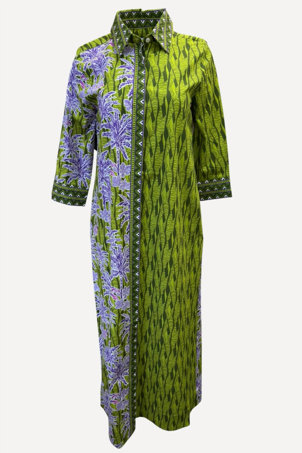 Three Quarter Sleeve Midi Dress In Palm Bliss