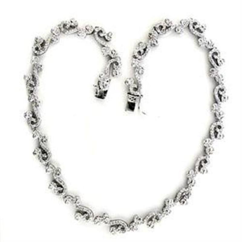 Rhodium 925 Sterling Silver Necklace with AAA Grade CZ in Clear