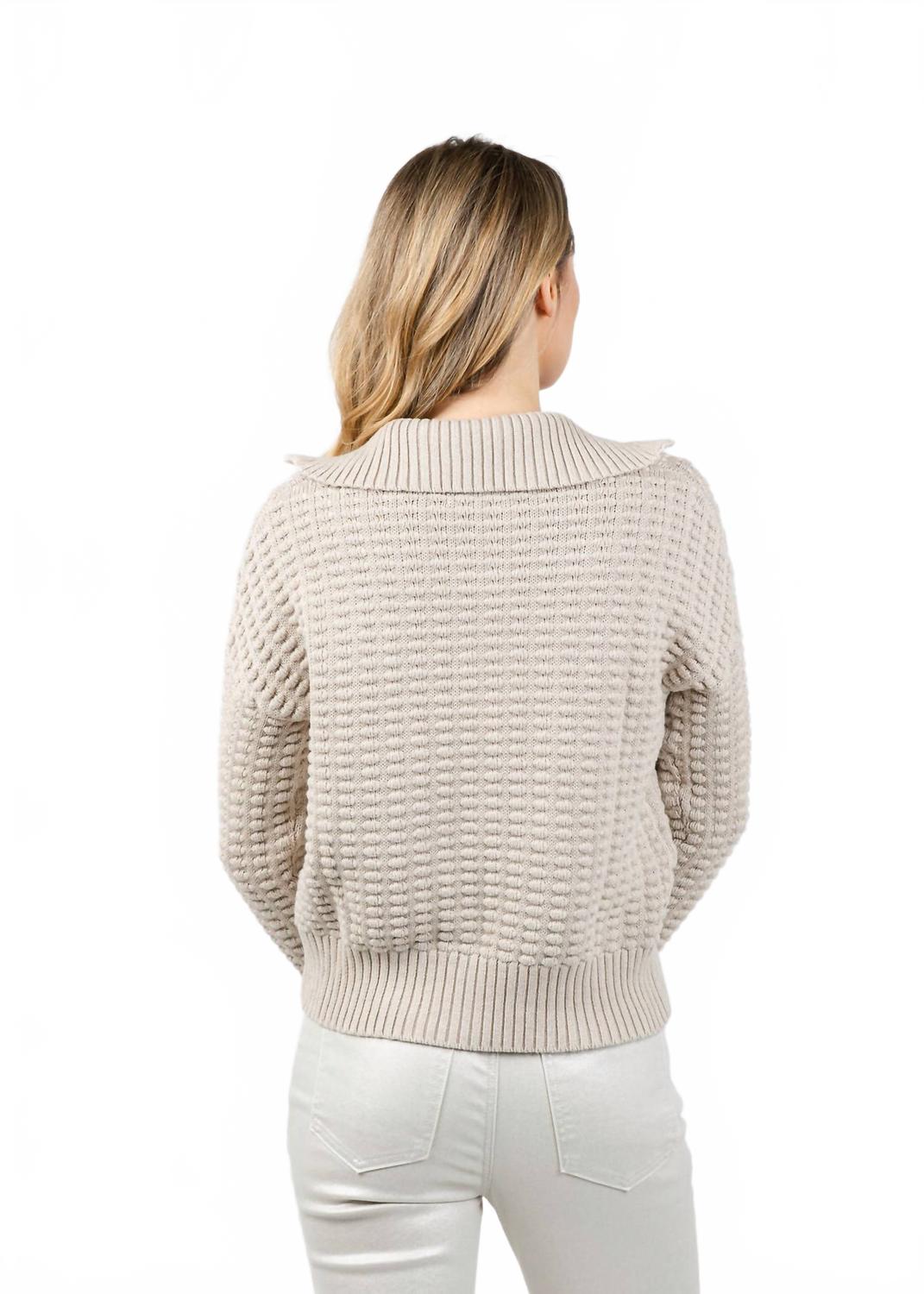 Bobble Zip Cardigan In Dune