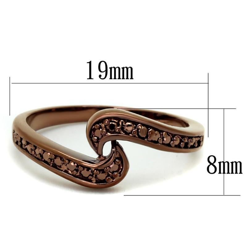 IP Coffee light Brass Ring with AAA Grade CZ in Light Coffee