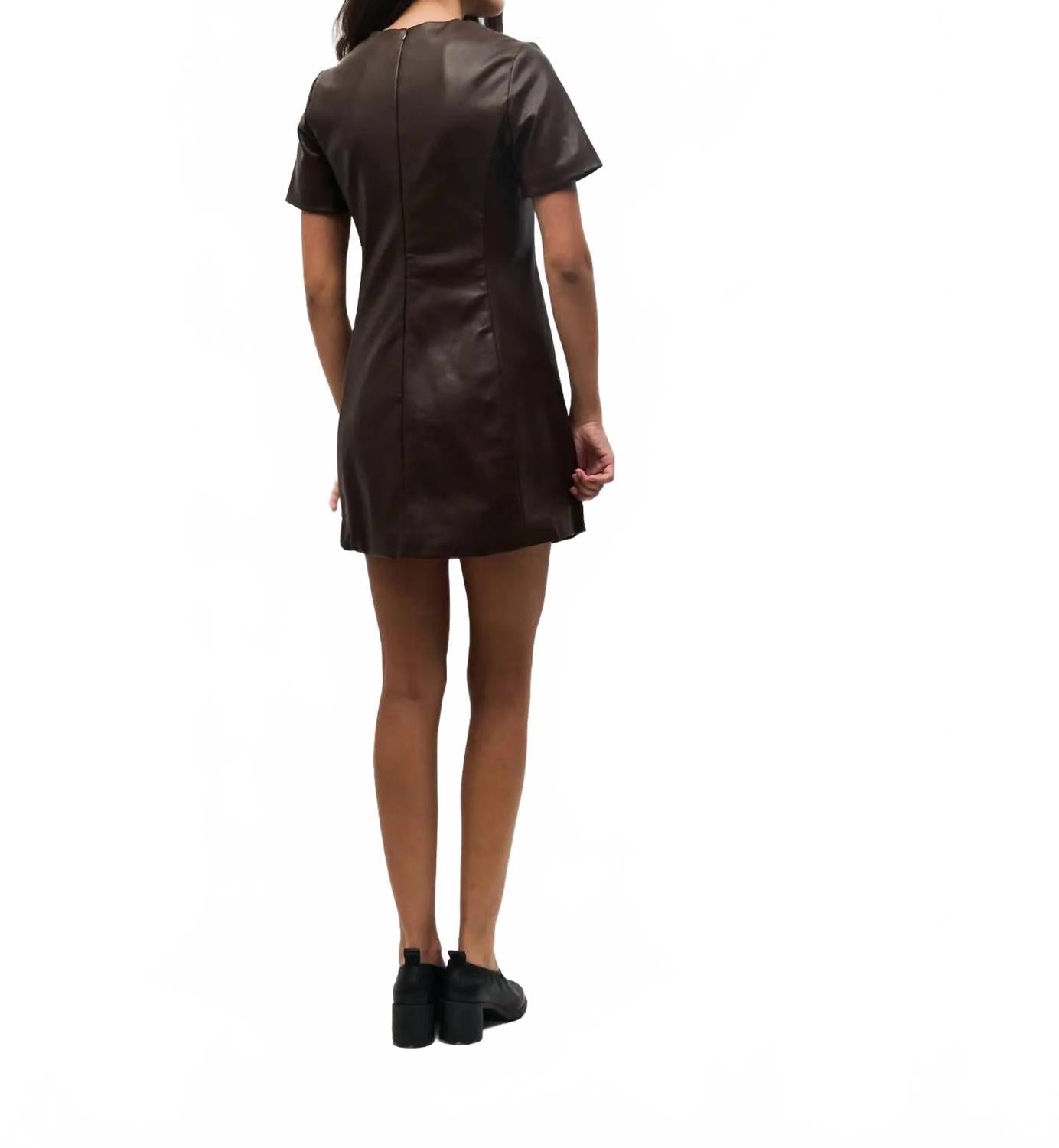 Leather Mini Dress In Brown