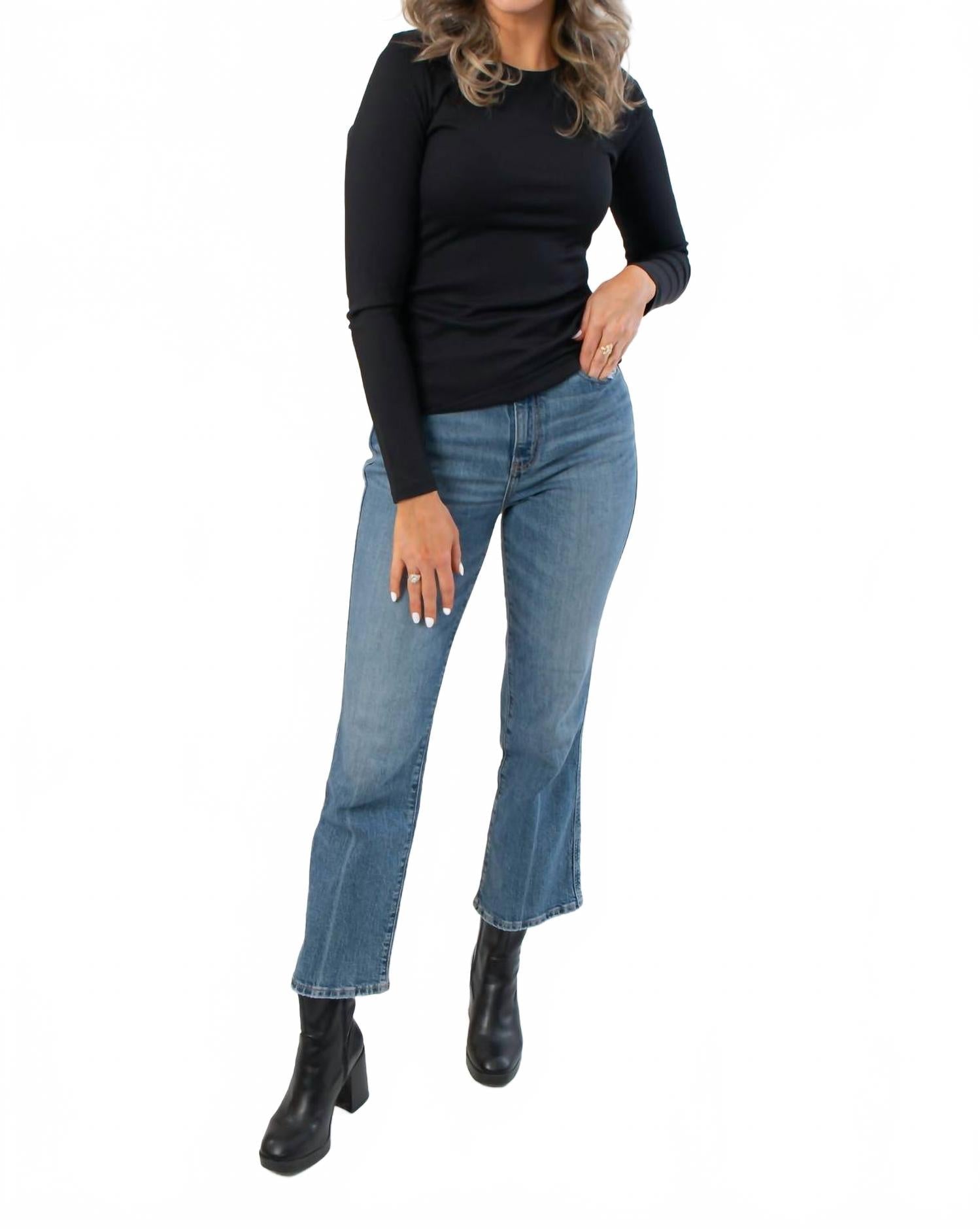 Roxi Ribbed Knit Top In Jet Black