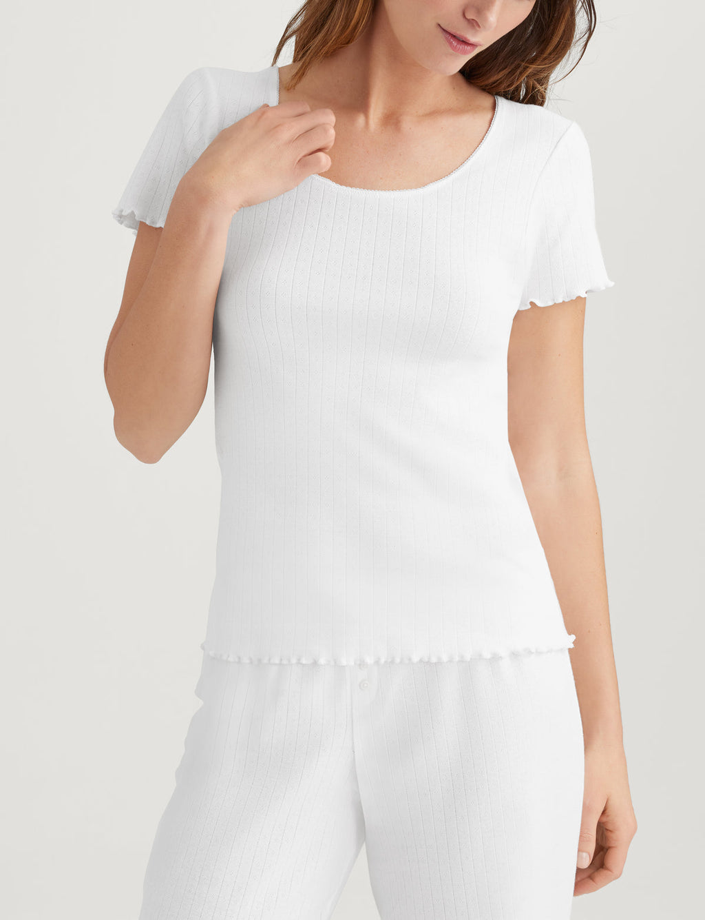 Women's Cotton Pointelle Rib T-Shirt