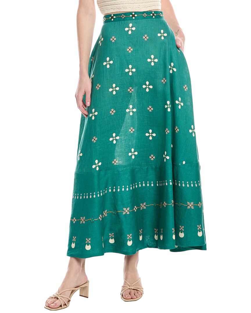 Agua by Agua Bendita Esmeralda Linen Maxi Skirt