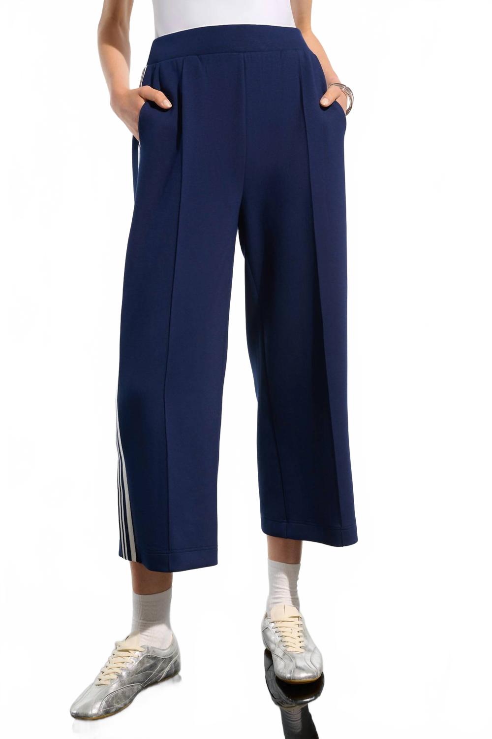 Scuba Jersey Pull On Culotte Pant In Indigo/vanilla