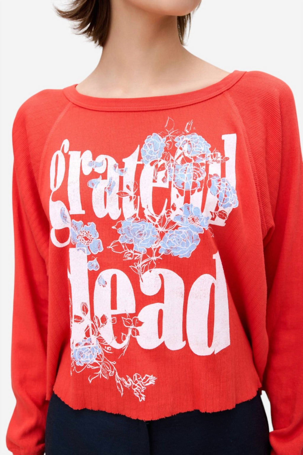 Grateful Dead Blooming Flowers Raglan Tee In Radiant Watermelon