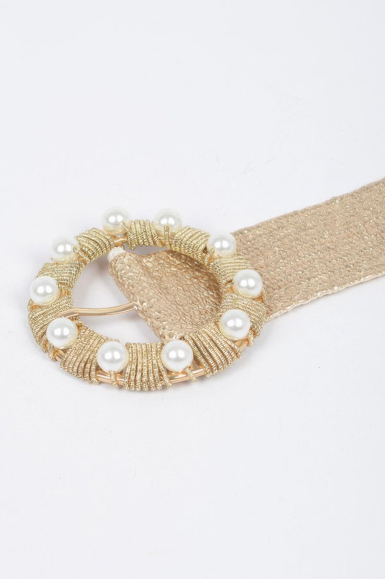 Metallic Stretch Plus Size Belt Pearl Metal Bucklt
