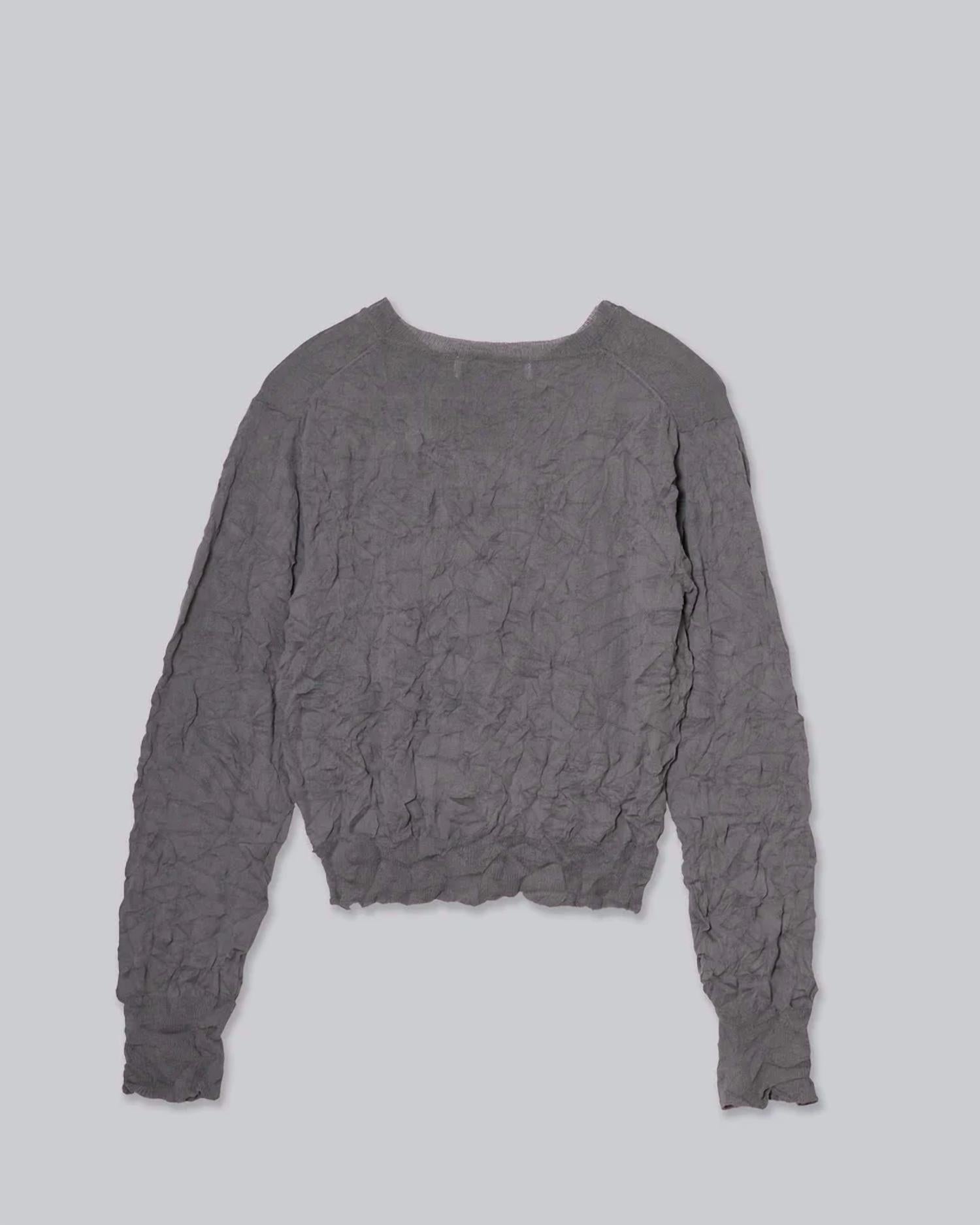 Crinkled Pullover Sweater In Steel