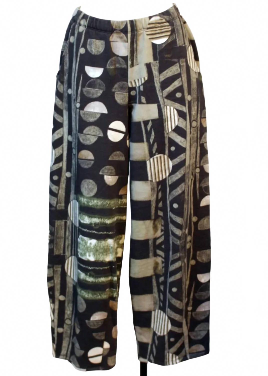 Women's Geometric Print Wide Leg Trouser Pant In Multi