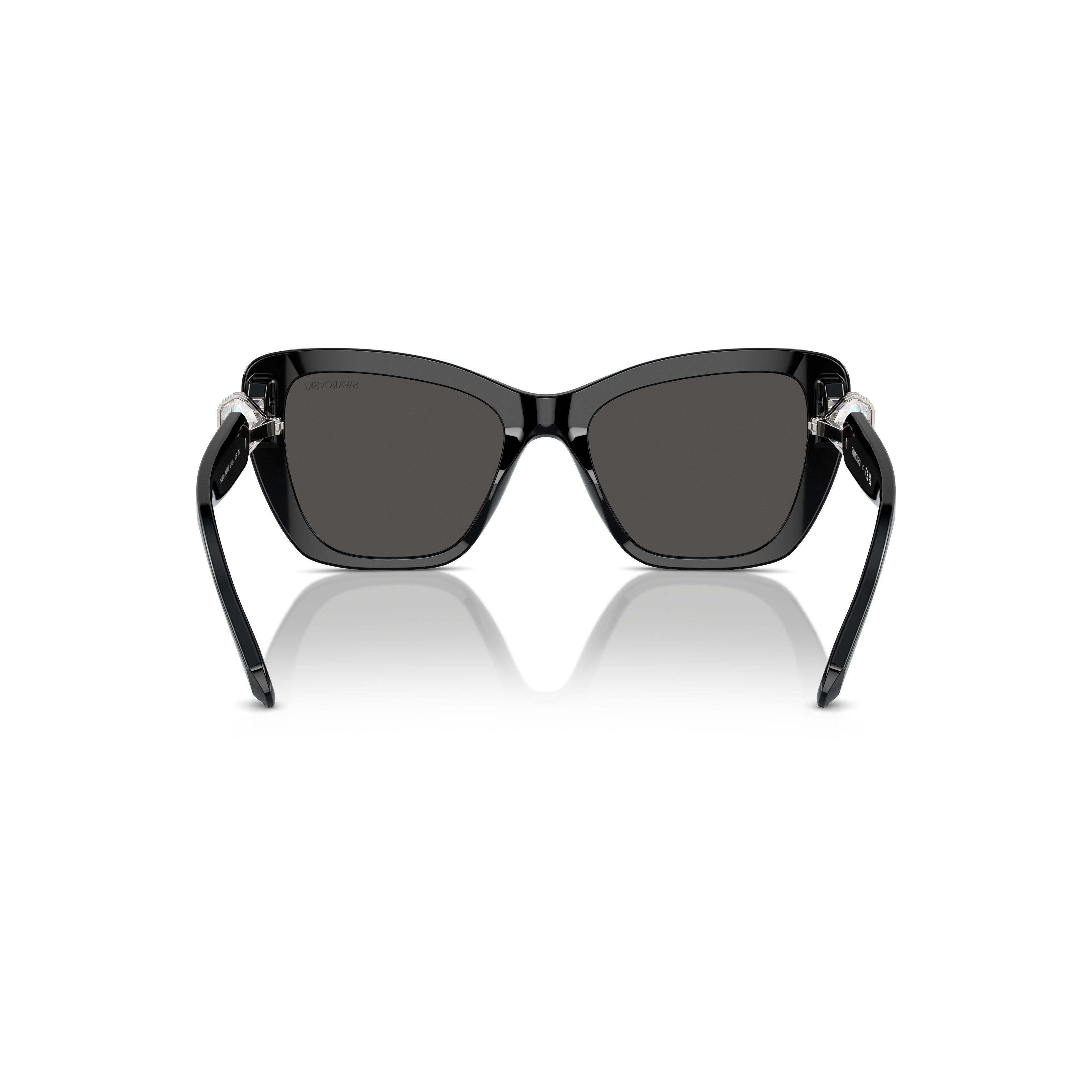 0Sk6018 Oversized Black Cat-Eye Sunglasses with Crystal Embellishments