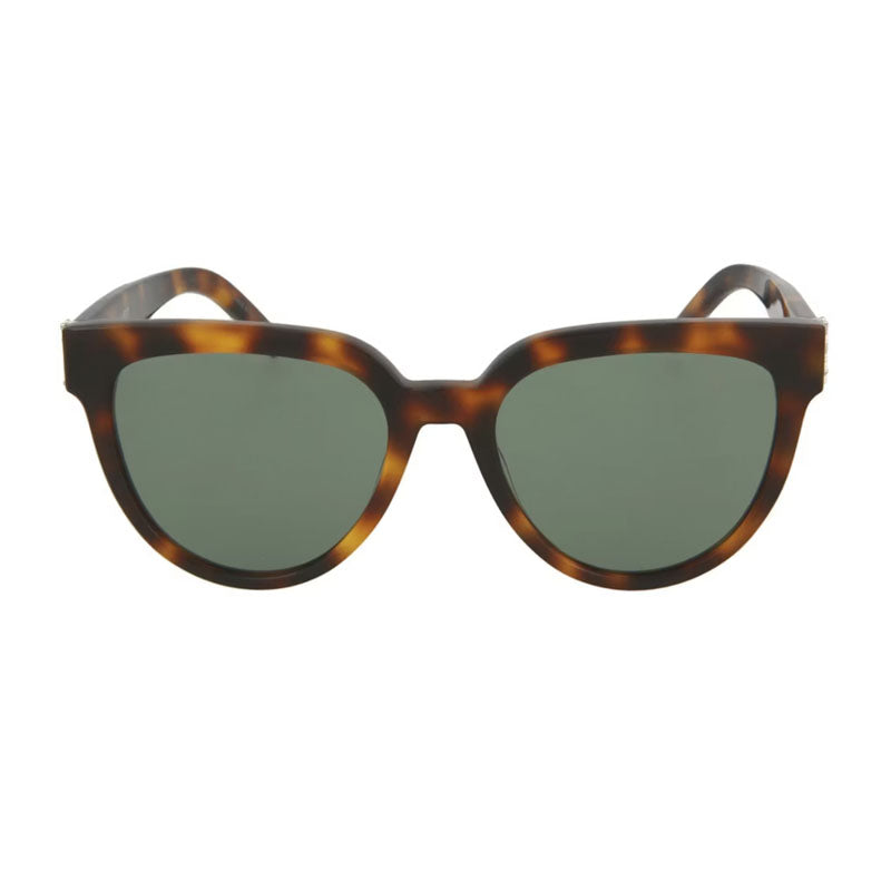 Saint Laurent Sunglasses Rectangle Full Rim, Havana Frame And Green Lens Slm28005