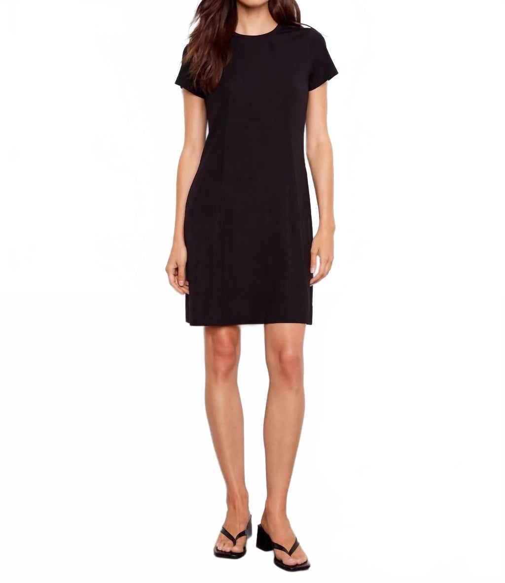 Knee-Length Short Sleeve Dress In Classic Black