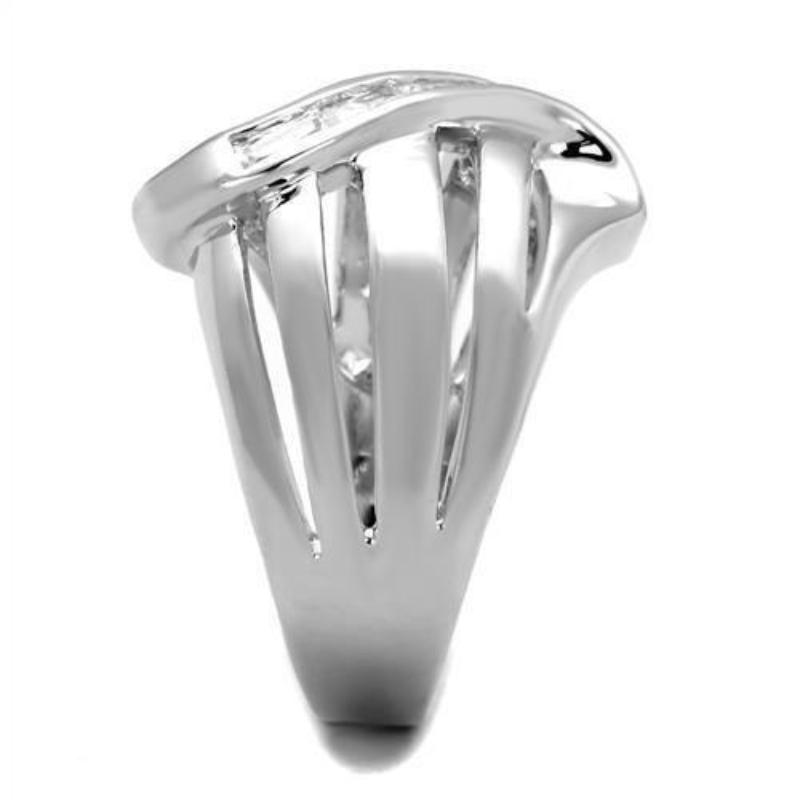 Rhodium Brass Ring with AAA Grade CZ in Clear