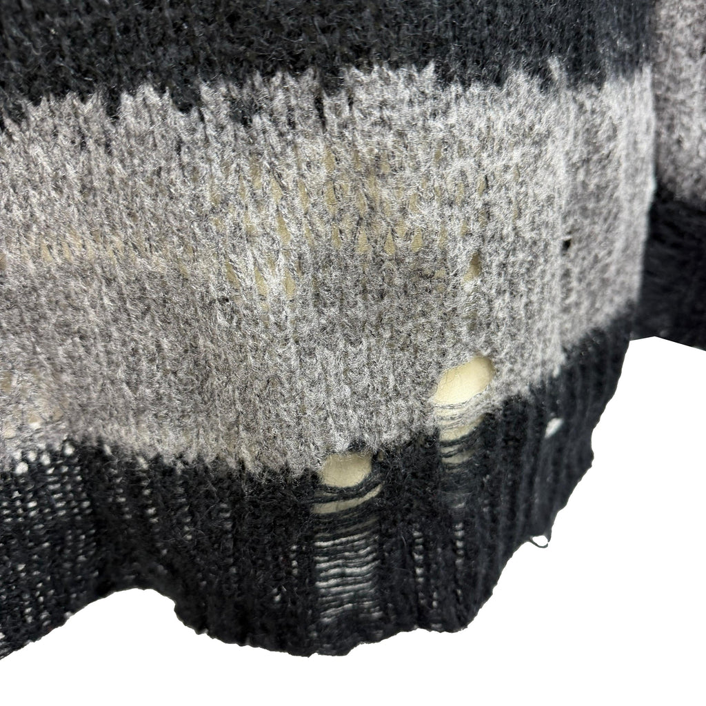 Acne Studios Striped Distressed Sweater in Grey Acrylic