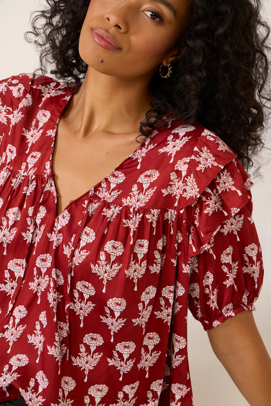 Women's Frill V Neck Isla Top