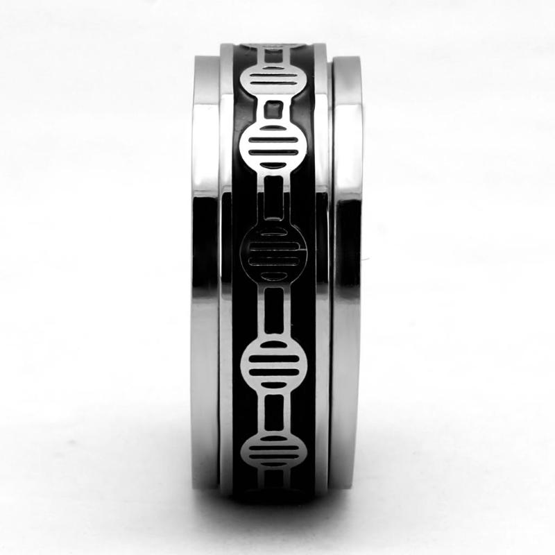 High polished (no plating) Stainless Steel Ring with Epoxy in Jet
