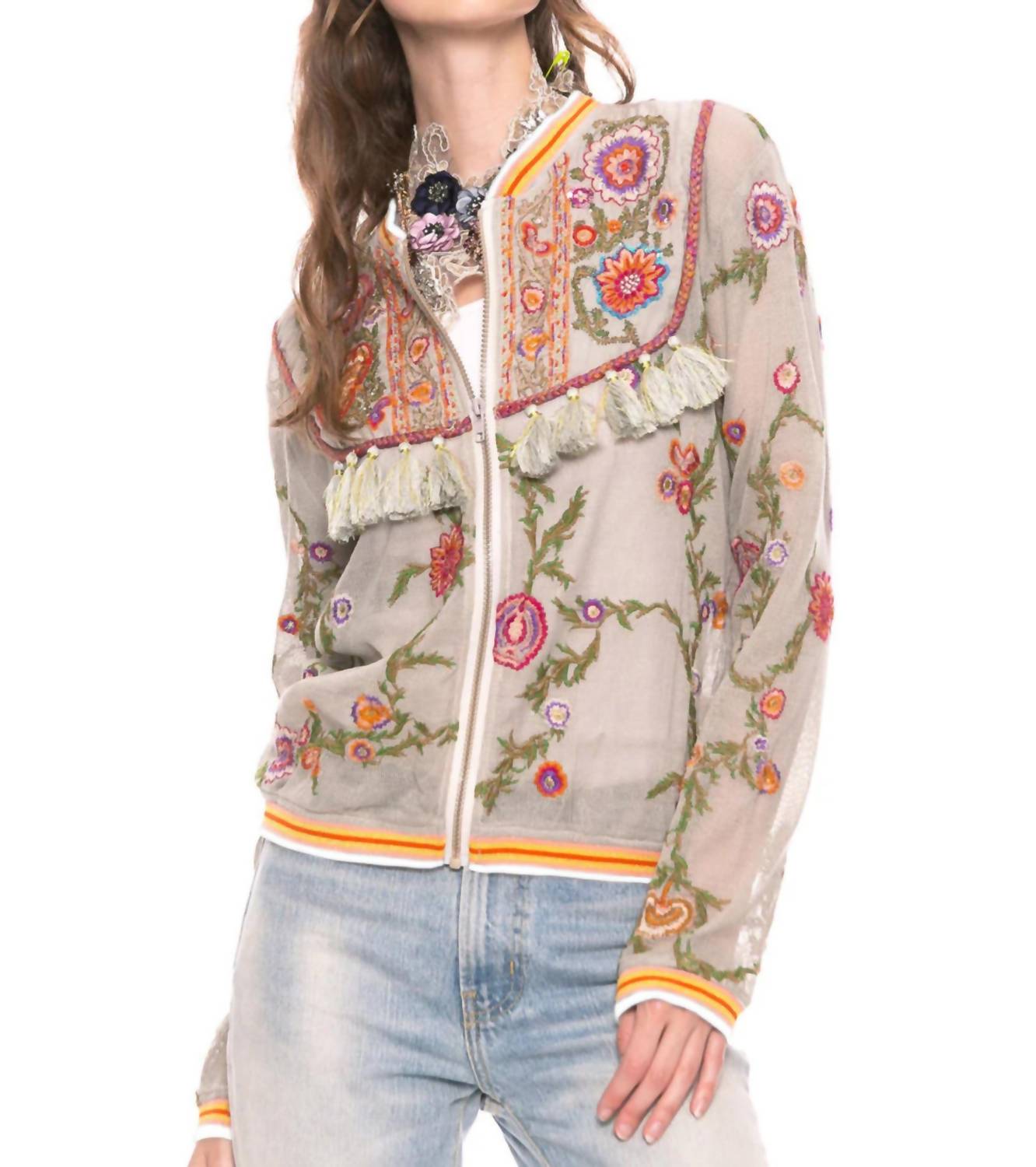 Bohemian Feel Jacket In Vintage Dried Moss